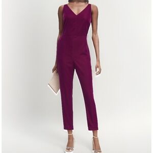 Banana Republic Red Berry Velvet Jumpsuit Sz 4 New